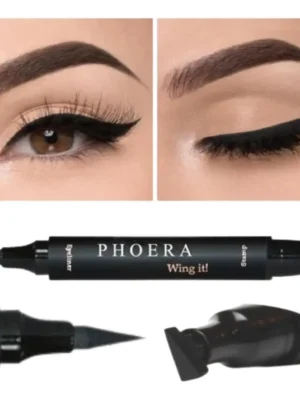 Delineador Líquido Phoera Preto À Prova D'Água Fosco Hipoalergênico Cat Stamp Carimbo de Gatinho Fácil de Aplicar, Longa Duração, Fosco, À Prova de Água Sem Glúten