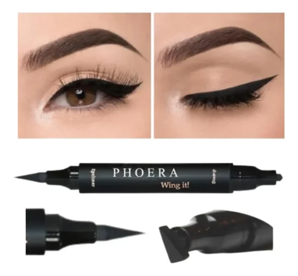 Delineador Líquido Phoera Preto À Prova D'Água Fosco Hipoalergênico Cat Stamp Carimbo de Gatinho Fácil de Aplicar, Longa Duração, Fosco, À Prova de Água Sem Glúten