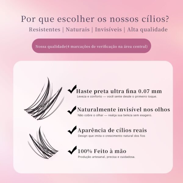 08 DIY Cílios de Tufo com Haste Transparente e Fina