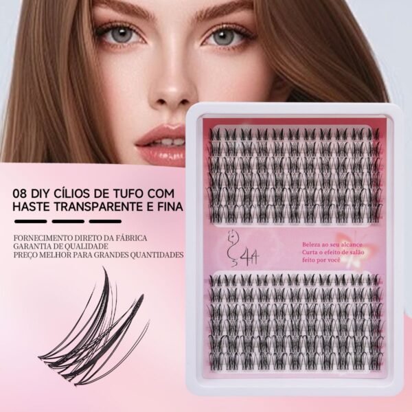 08 DIY Cílios de Tufo com Haste Transparente e Fina