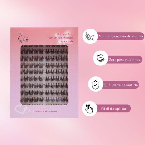 16 DIY Cílios de Tufo Castanhos com Haste Fina