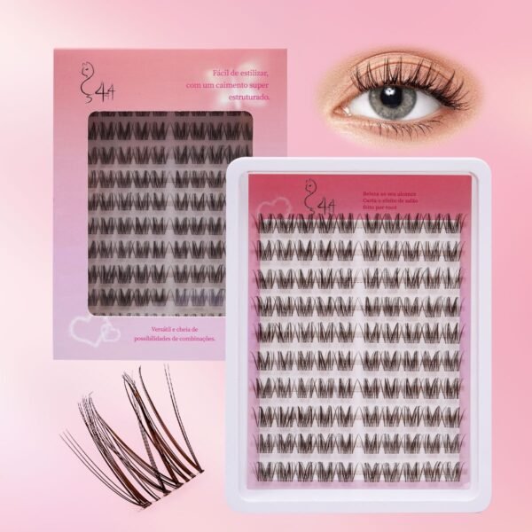 16 DIY Cílios de Tufo Castanhos com Haste Fina