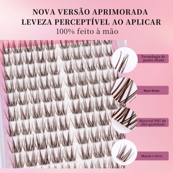 16 DIY Cílios de Tufo Castanhos com Haste Fina