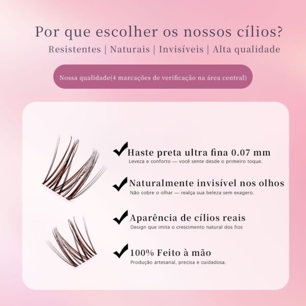 16 DIY Cílios de Tufo Castanhos com Haste Fina